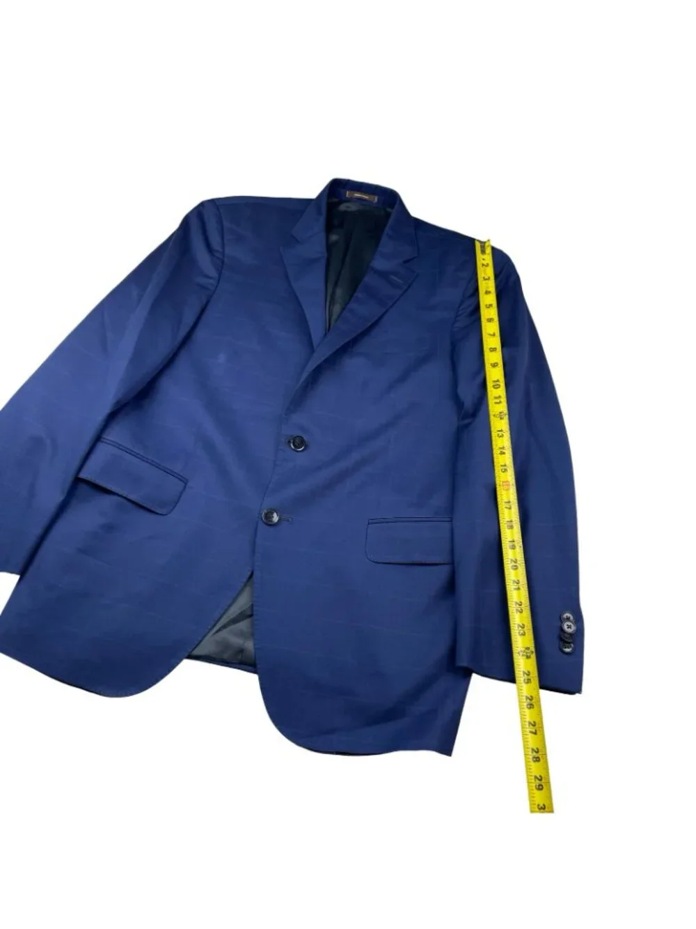 Peter Millar Men's 100% Wool 2-Button Blazer Jacket Blue Windowpane Plaid • 40R